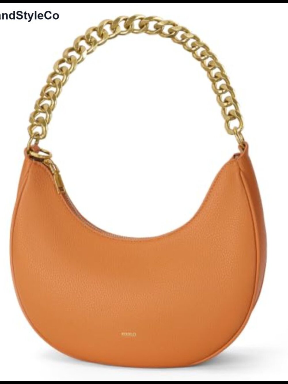 Crescent Shoulder Bag for Women, Small Purse Hardware Chain Leather Handbag